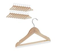 Relaxdays Pack 20 Perchas Infantiles con Gancho Giratorio, Madera, Marrón Natural, 19,5 x 30,5 x 1 cm