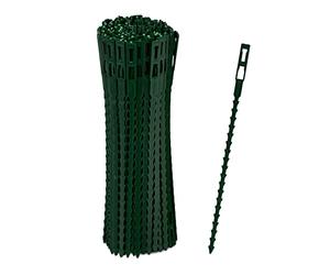 Relaxdays Pack 200 Bridas Plástico, 17 cm, Sujetadores para Atar Plantas, Ajustables, Reutilizables, para Tutores, Verde
