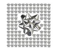 Relaxdays Pack 200 Lazos para Regalo, Autoadhesivos, Decorativos, Obsequios de Navidad y Cumpleaños, 5 x 5 cm, Plateado