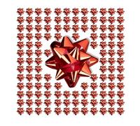 Relaxdays Pack 200 Lazos para Regalo, Autoadhesivos, Decorativos, para Obsequios de Navidad y Cumpleaños, 5 x 5 cm, Rojo