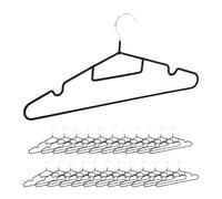 Relaxdays 24 Perchas Antideslizates para Ropa, con Varilla para Pantalones, Corbatero y Muescas, Diseño Fino, Negro, 18.5 x 40.5 x 0.4 cm