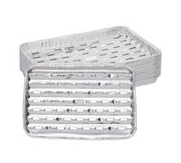 Relaxdays Pack 25 Bandejas de Aluminio para Barbacoa, 34 x 22 cm, Recipientes con Agujeros, Parrilla u Horno, Plateado