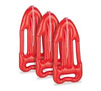 Relaxdays Pack 3 Boyas Salvavidas Hinchables, Accesorio Disfraz Socorrista, Juguete Playa y Piscina, con Cuerda, Rojo