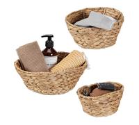 Relaxdays Pack 3 cestas almacenaje ovaladas marrón claro