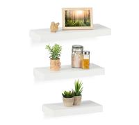 Relaxdays Estantes Pared Colgantes, Pack de 3 Tamaños, Baldas Flotantes, Diseño Moderno, Repisas Rectangulares, Blanco
