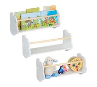 Relaxdays Librerías Infantiles de Nube, Set de 3, Baldas Flotantes Pared, 24x50x18cm, Estantería Niños, Blanco y Natural, Madera, Tablero de Fibras