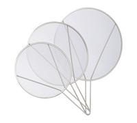 Relaxdays Pack 3 Tapas Antisalpicaduras, Sartenes de 25 & 29 & 33 cm, Protectores Anti Salpicaduras con Mango, Plateado, Acero Inoxidable, 0,5 x 47,5 x 33 cm