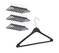 Relaxdays Pack 30 Perchas Ropa con Gancho Giratorio, Plástico, Negro, 23 x 42,5 x 0,7 cm