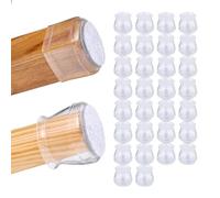 Relaxdays Pack 32 Protectores para Patas de Silla, Redondos, Cubrepatas Mesa o Sillón, Tacos Protección, Transparente, Fieltro, 3,5 x 4 cm