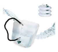 Relaxdays Pack 4 Bidones Plegables 20 L, Garrafas Agua Grifo y Correa, Depósitos Líquidos sin BPA, Transparente/Verde