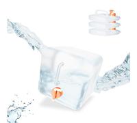 Relaxdays Botes Pack 4 Bidones Plegables, Garrafas Agua Cuadradas, Grifo y Asa, de 5 litros, sin BPA, Transparente/Naranja