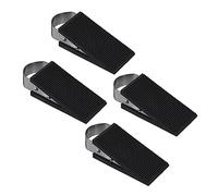 Relaxdays Pack 4 Cuñas para Puerta, Topes Puerta, Goma y Acero Inoxidable, 3x5x12,5cm, Antideslizantes, Negro y Plateado