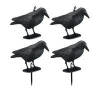 Relaxdays Pack de 4 Figuras Cuervo Espantapájaros, Ahuyentadores Palomas, Colgantes o de Pie, Jardín y Balcón, Negro, 19 x 13 x 29 cm