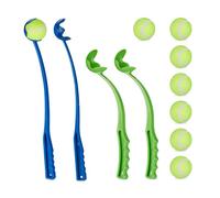 Relaxdays Pack 4 lanzadores pelotas perro azul,amarillo,verde