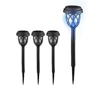 Relaxdays Pack 4 Luces Solares LED, Faroles Diseño Farol, Iluminación Jardín y Exteriores, 42,5x10 cm, con Estaca, Negro