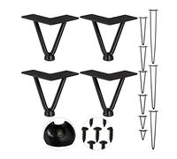 Relaxdays Pack 4 Patas Horquilla para Mesas, Muebles, Hairpin Legs, Metálicas, Acero y Goma, Alto, Negro, Caucho, 10 cm-2 Barras