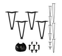Relaxdays Pack 4 Patas Horquilla para Mesas, Muebles, Hairpin Legs, Metálicas, Acero y Goma, Alto, Negro, Caucho, 20 cm-2 Barras