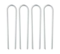 Relaxdays Piquetas de Camping, Set de 4, Anclaje Arcos de Rosas, Forma en U, Galvanizados, Resistentes, 30x7x1 cm, Plata