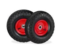Relaxdays Pack 4 ruedas de carretilla rojo,negro