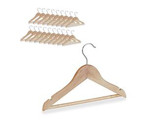 Relaxdays Pack 40 Perchas Infantiles con Gancho Giratorio, Madera, Marrón Natural, 19,5 x 30,5 x 1 cm