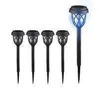 Relaxdays Pack 5 Luces Solares LED, Diseño Farol, Iluminación Jardín y Exteriores, 42,5x10 cm, con Estaca, Negro, 42.5 x 10 x 10 cm