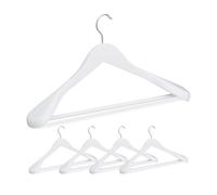 Relaxdays Pack 5 perchas de madera para trajes blanco,plata