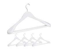 Relaxdays Pack 5 Perchas Traje Anchas, Colgadores Chaquetas, Pantalones, Madera-Metal, 24x44,5x5,5 cm, Blanco, Hierro, 24 x 44,5 x 5,5 cm