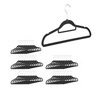 Relaxdays Pack 50 Perchas Ropa Antideslizantes con Corbatero, Metal-Terciopelo, Negro, 22 x 41,5 x 0,3 cm