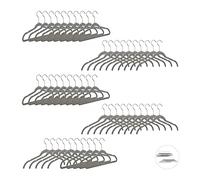 Relaxdays Pack 50 Perchas Ropa Antideslizantes, Terciopelo-Hierro, Gris