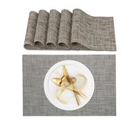 Relaxdays Pack 6 Manteles Individuales, para Mesa de Comedor, Salvamanteles de Plástico, 45x30 cm, Lavables, Marrón