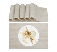 Relaxdays Pack 6 Manteles Individuales, para Mesa de Comedor, Salvamanteles de Plástico, 45x30 cm, Lavables, Crema