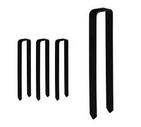 Relaxdays Pack 8 Piquetas XXL, Forma de U, Estacas para Arcos de Flores, 30 x 6,5 x 2,5 cm, Acero Resistente, Negro