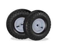 Relaxdays Pack 8 ruedas de carretilla negro,gris