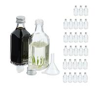 Relaxdays Pack botellitas de cristal 50 ml plata,transparente