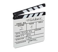 Relaxdays Pack de 10 Claquetas cine blancas blanco,negro