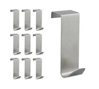 relaxdays Colgador Puerta, Pack de 10, Ganchos para Colgar, Perchero, Hojas de 2 cm Ancho, Acero Inoxidable, Plateado