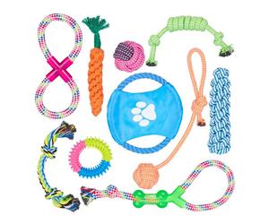 Relaxdays Pack de 10 juguetes para perros azul,verde,naranja