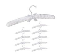 Relaxdays Pack de 10 Perchas Forradas de Raso con Lazo Decorativo, Madera-Tela-Metal, 38 cm de Ancho, Blanco