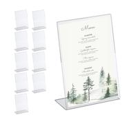 Relaxdays Juego Mesa DIN A5 Set de 10 Soportes de Sobremesa, Folletos, Cartas de Menú y Fotos, Expositor de Acrílico, Transparente