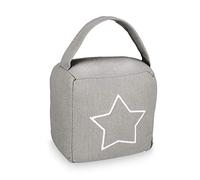 Relaxdays Pack de 10 Topes Puerta con Asa con Diseño Vintage, Poliéster y Arena, Gris, 18,5 x 14 x 10 cm