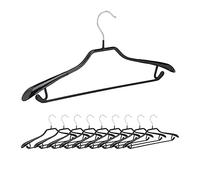 Relaxdays Pack de 100 Perchas Ropa Antideslizantes para Trajes con Barra, Metal y PVC, Negro, 45 cm