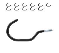 Relaxdays Juego Pack 12 Ganchos para Bicicletas, Colgadores Bicis Pared o Techo, Engomados, Organizadores Herramientas, Negro, Acero, 7x0,7x14,5 cm