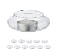 Relaxdays Teelichthalter schwimmend 12er Set Pack 12 Portavelas Flotantes, Soportes Velitas de Té, 3,5 x 8 cm, Decoración Estanque y Piscina, Transparente