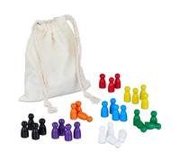 Relaxdays Pack 160 Figuras para Juegos de Mesa, Peones Parchís, Damas, Oca, Piezas Ajedrez, Figuritas Madera, Multicolor, Algodón