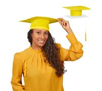 Relaxdays Pack de 2 birretes graduación colores amarillo,oro