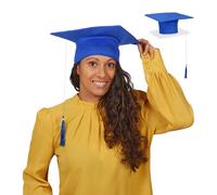 Relaxdays Pack de 2 birretes graduación colores azul,oro