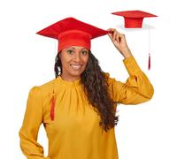 Relaxdays Pack de 2 birretes graduación colores oro,rojo