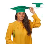 Relaxdays Pack de 2 birretes graduación colores oro,verde