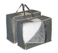 Relaxdays Pack de 2 bolsas para nórdicos y edredón amarillo,gris