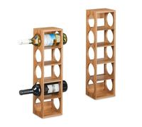 Relaxdays Botellero Vino Bambú, Pack de 2, Estantería 5 Botellas, 53 x 14 x 12 cm, Vertical,de Pie, para Cocina, Natural